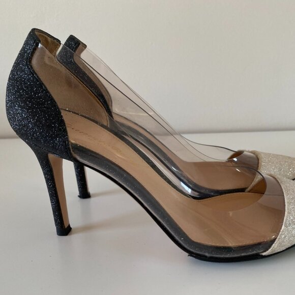 🇮🇹 Made in Italy - Gianvito Rossi Leather | PVC Glitter Plexi Pumps - Picture 3 of 17